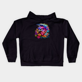 Illustration - Vibrant Vector Parrot, Colorful Feathers, and Matching Hues - a Burst of Music-inspired Art. Kids Hoodie